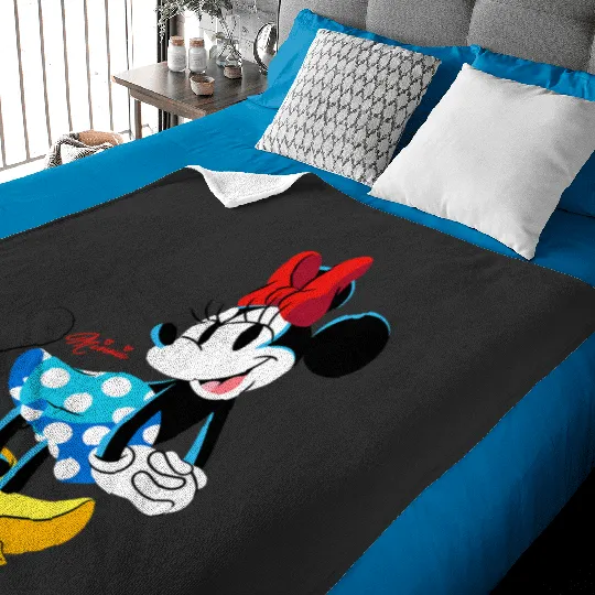 Disney Minnie Mouse Polka-Dot Skirt Cute Retro  Pose Baby Blankets