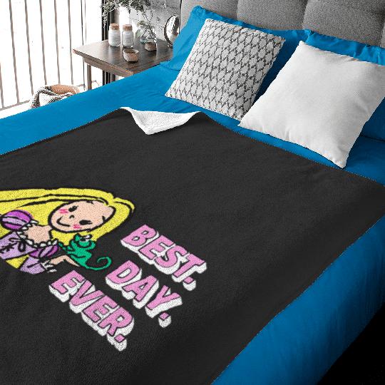 Disney Tangled Rapunzel Pascal Drawing Best Day Ever Logo Baby Blankets