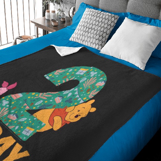 Kids Disney Winnie the Pooh Piglet Birthday 2 Years Old Today Baby Blankets