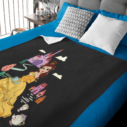 Disney Beauty and the Beast Belle & Mrs. Potts Floral Sketch Baby Blankets