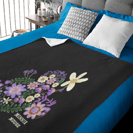 Disney Minnie Mouse Spring Flowers Botanical Floral Garden Baby Blankets