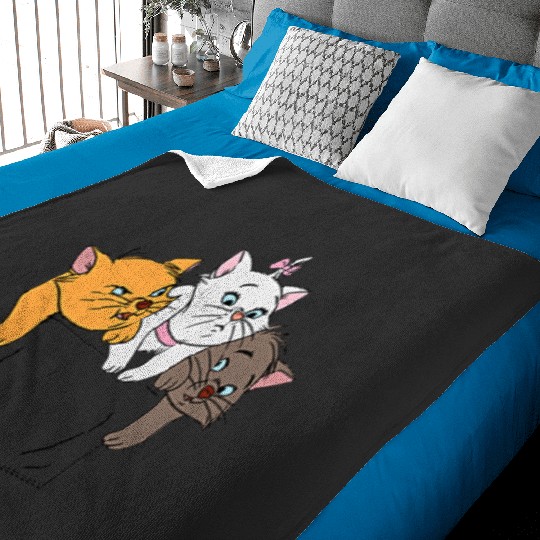 Disney The Aristocats Adorable Kittens Trio Faux Pocket Logo Baby Blankets