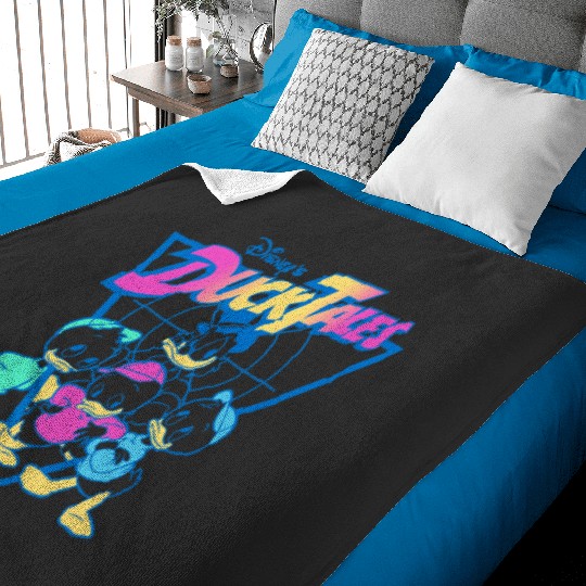 Disney DuckTales  Neon Outlines Group Shot Distressed Baby Blankets