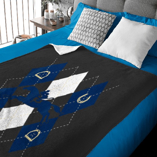 Disney Mickey Mouse Horse Racing Silhouette Argyle Pattern Baby Blankets