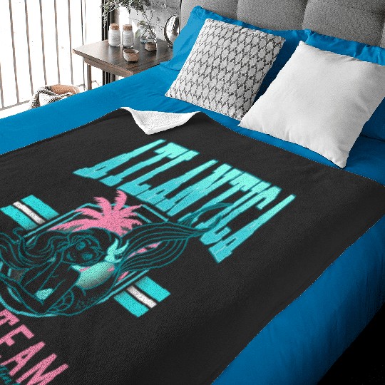 Disney The Little Mermaid Atlantica Swim Team Big Chest Logo Baby Blankets