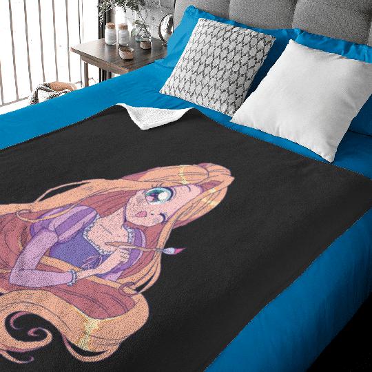 Disney Tangled Cute Rapunzel Manga Version Chest Portrait Baby Blankets