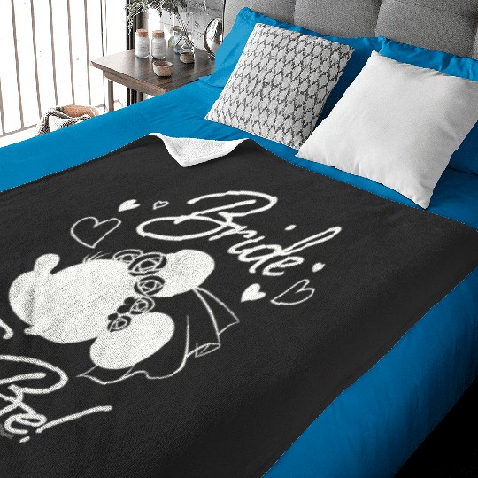 Disney Minnie Mouse Bride to Be Wedding Bridal Bachelorette Baby Blankets