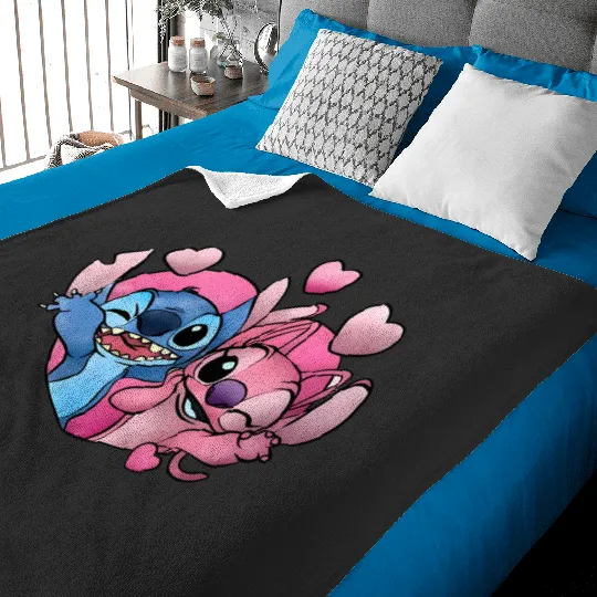 Disney Stitch and Angel Valentine Baby Blankets, Angel Valentine Baby Blankets
