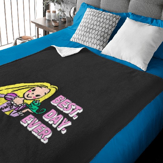 Disney Tangled Rapunzel Pascal Drawing Best Day Ever Logo Baby Blankets