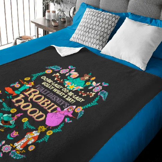 Vintage Disney Robin Hood Floral Baby Blankets, Disney Family Trip 2024 Baby Blankets