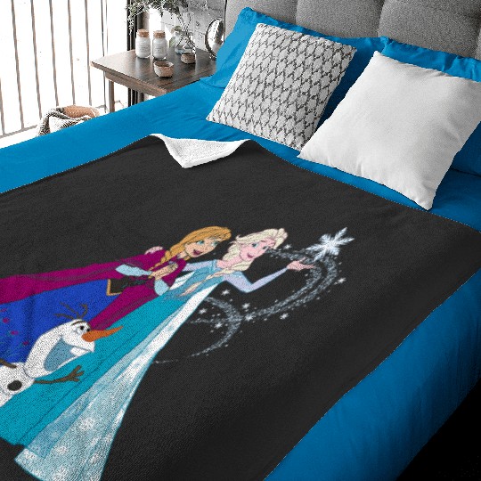 disney frozenss Olaf Anna Elsa Sisters Snowflake Portrait Baby Blankets