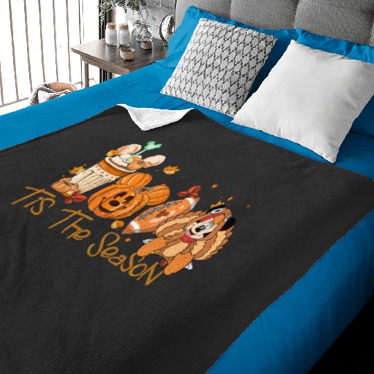 Disney Fall Season Baby Blankets, Mickey Tis The Season Baby Blankets, Thanksgiving Pumpkin Baby Blankets