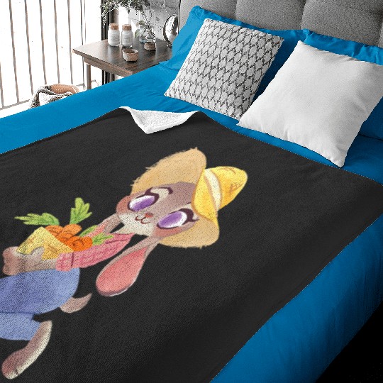 Disney Zootopia Judy Hopps Farm Outfit Picking Up Carrots Baby Blankets