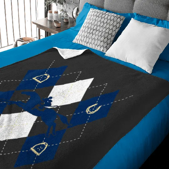 Disney Mickey Mouse Horse Racing Silhouette Argyle Pattern Baby Blankets