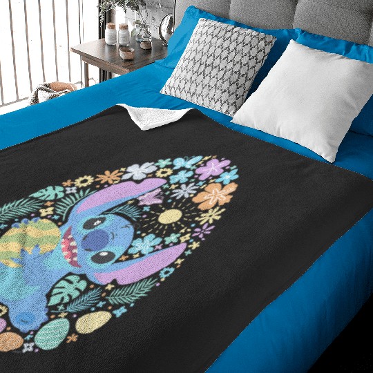 Disney Lilo Stitch Easter Egg Flowers Spring Pastel Colors Baby Blankets