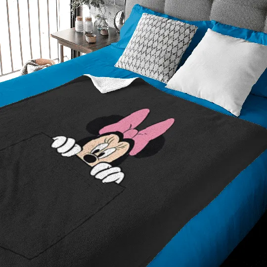 Black Disney Minnie Mouse Classic Fit  - Crew Neck Baby Blankets