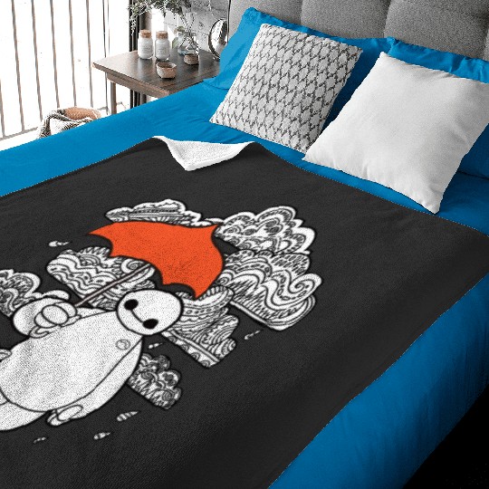 Disney Big Hero 6 Baymax Patterned Rain Clouds Portrait Baby Blankets