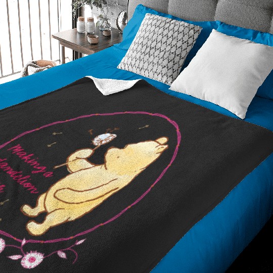 Discover Disney Winnie the Pooh Making A Dandelion Wish Floral Baby Blankets