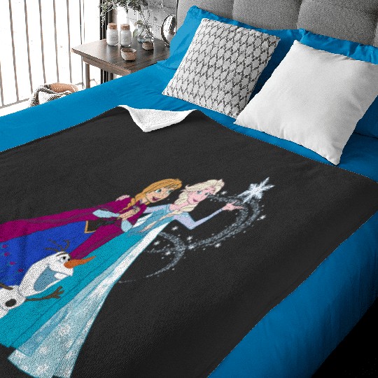 disney frozenss Olaf Anna Elsa Sisters Snowflake Portrait Baby Blankets