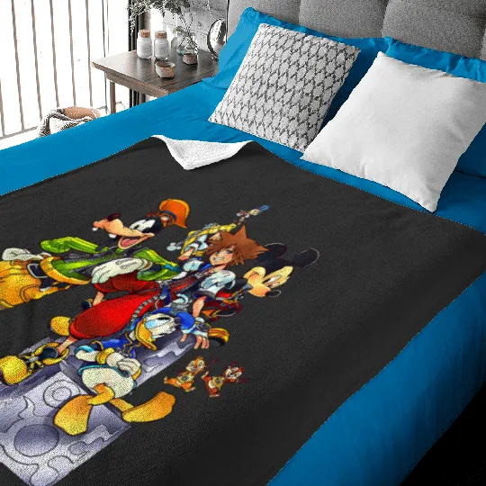 Disney Kingdom Hearts Goofy Mickey & Donald Sora Block Shot Baby Blankets