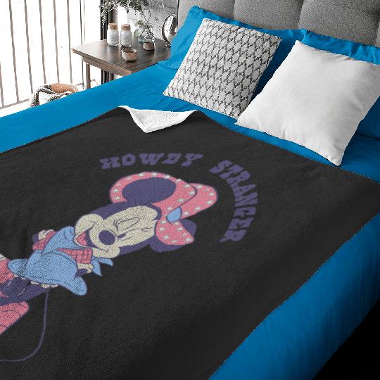 Disney Minnie Mouse Sassy Cowgirl Howdy Stranger Wink Logo Baby Blankets