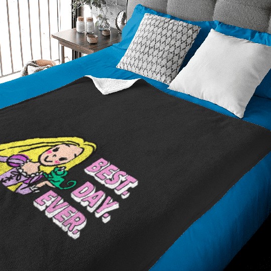 Disney Tangled Rapunzel Pascal Drawing Best Day Ever Logo Baby Blankets