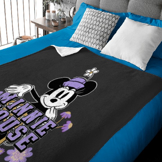 Disney Minnie Mouse Classic Look Floral Spring Flower Garden Baby Blankets