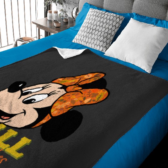 Disney Minnie Mouse Fall Vibes Autumn Leaves Baby Blankets