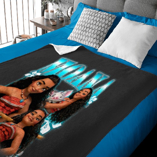 Disney Moana Cute Pua And Moana Brave Pose Collage Poster Baby Blankets