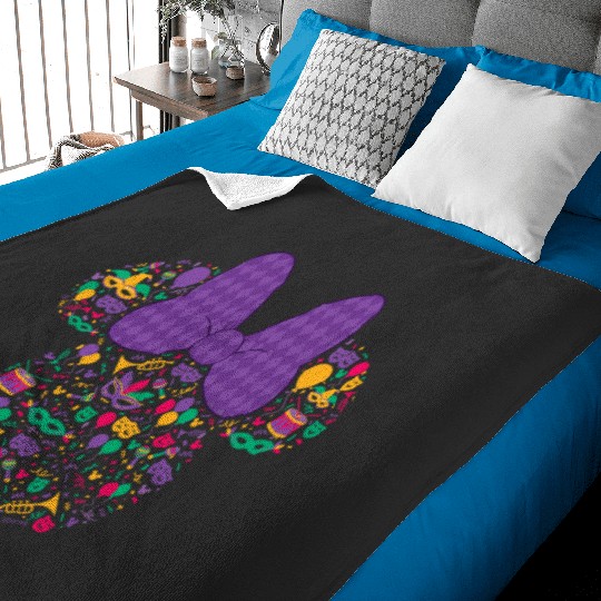 Disney Minnie Mouse Mardi Gras Carnival Holiday Icon Baby Blankets