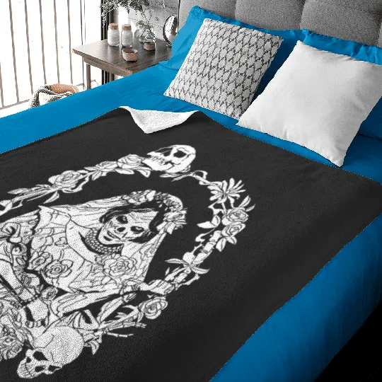 Disney Haunted Mansion Movie The Bride  Skulls & Roses Baby Blankets