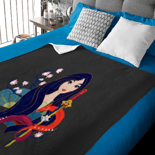 Disney Princess Mulan and Mushu Modern Art Deco Style Baby Blankets