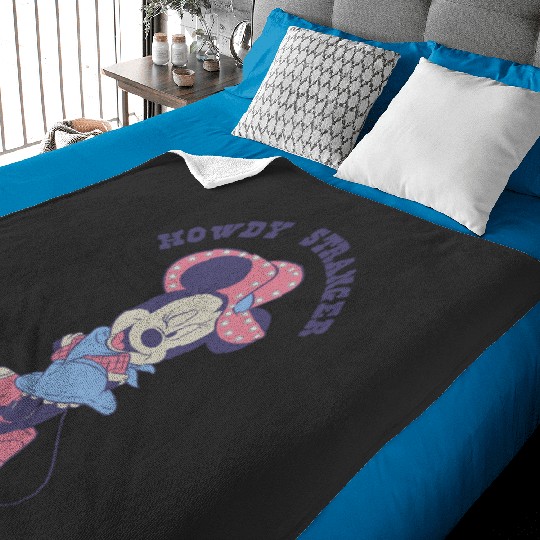 Disney Minnie Mouse Sassy Cowgirl Howdy Stranger Wink Logo Baby Blankets