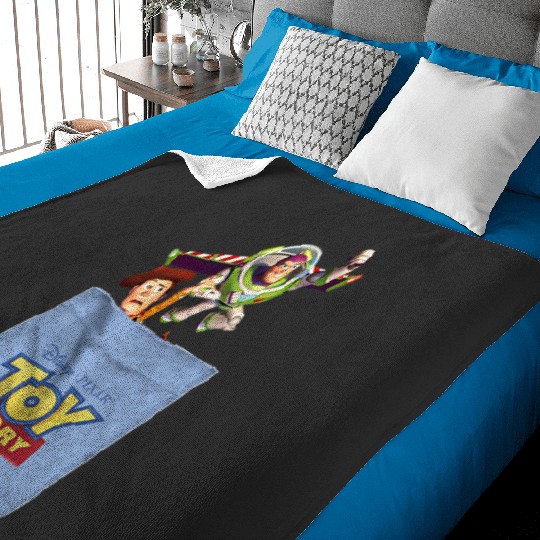 Disney Pixar Toy Story Buzz And Woody Flying Pocket Logo Baby Blankets