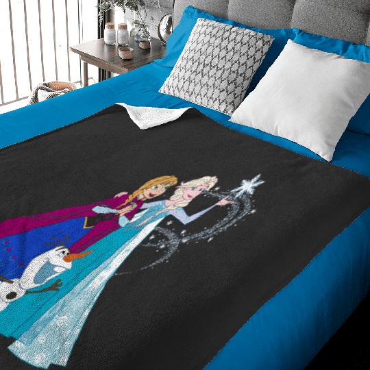 disney frozenss Olaf Anna Elsa Sisters Snowflake Portrait Baby Blankets
