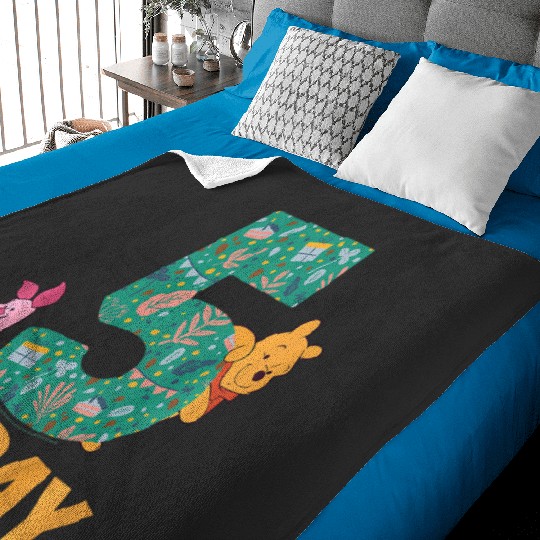 Kids Disney Winnie the Pooh Piglet Birthday 5 Years Old Today Baby Blankets