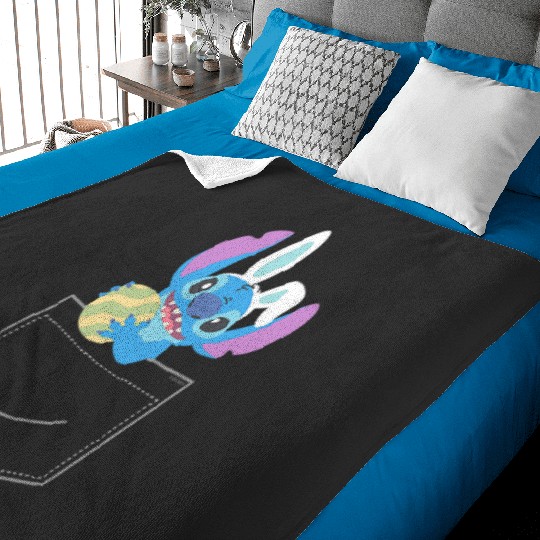 Disney Stitch Easter Egg and Bunny Ears Corner Pocket Art Baby Blankets