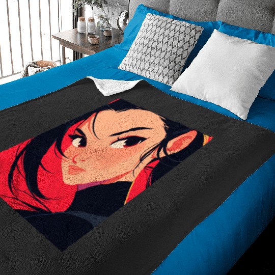 abstract warrior mulan Poster: Disney Mulan Anime Mushu, Mulan and Mushu Baby Blankets