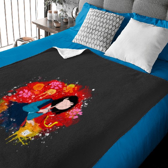 Vintage Animated Comedy Film-  Movie  2: Disney Mulan Anime Mushu, Mulan and Mushu Baby Blankets