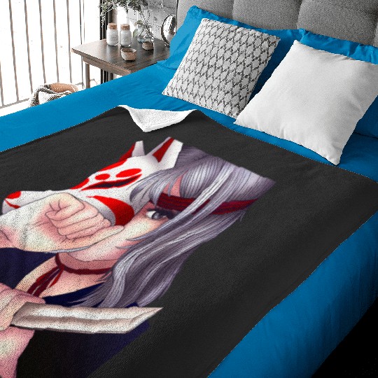 Katana Girl Sticker1: Disney Mulan Anime Mushu, Mulan and Mushu Baby Blankets