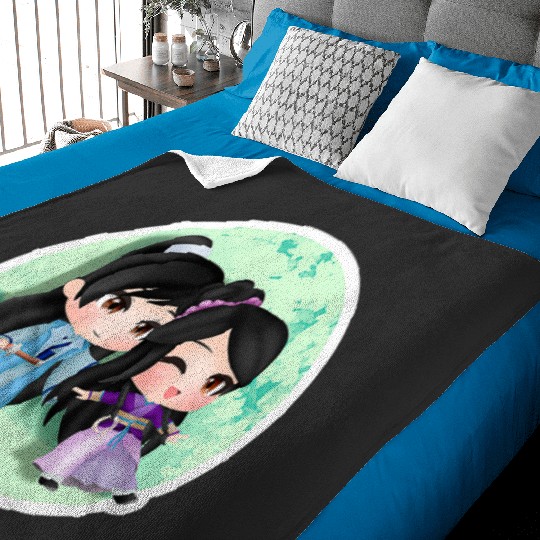 Warrior Princess Sticker6: Disney Mulan Anime Mushu, Mulan and Mushu Baby Blankets