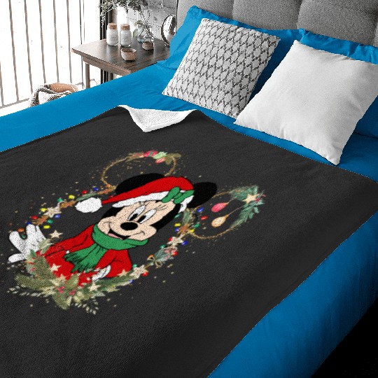 Minnie Christmas Flowers 2023 Buffalo Plaid: Mickey Disney Christmas, Disney Christmas Baby Blankets