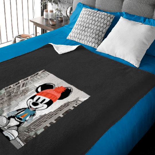 Steamboat Willie walking the city  : Mickey Disney Christmas, Disney Christmas Baby Blankets