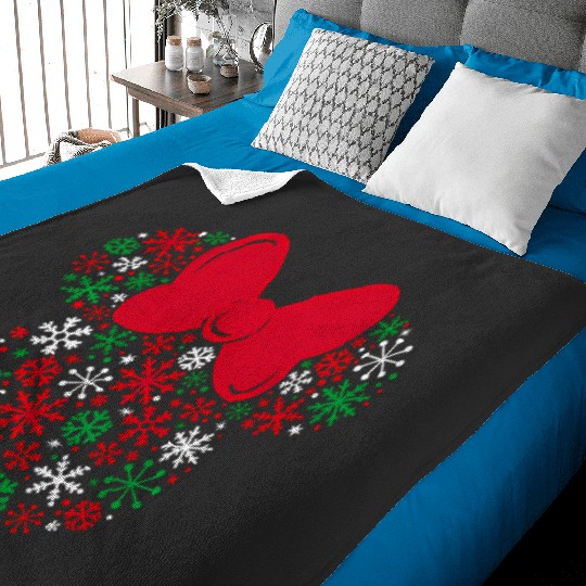 Disney Minnie Mouse Icon Holiday Snowflakes Baby Blankets