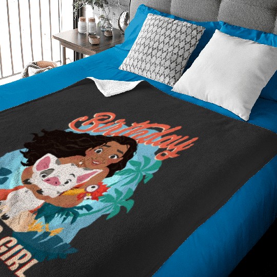 Disney Moana Birthday Island Girl Moana Pua Hei Hei Big Logo Baby Blankets