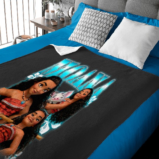 Disney Moana Cute Pua And Moana Bravess Pose Collage Baby Blankets