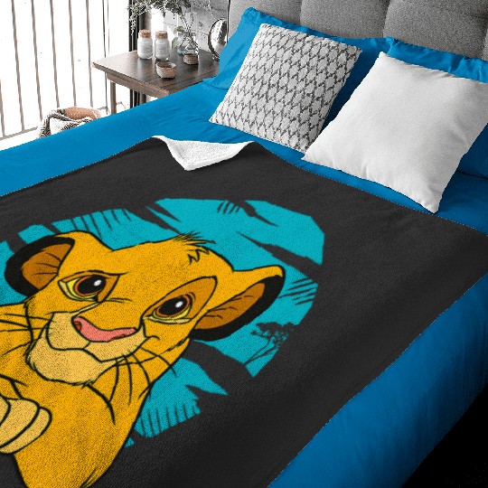 Disney The Lion King Young Simba Resting Blue 90s Baby Blankets