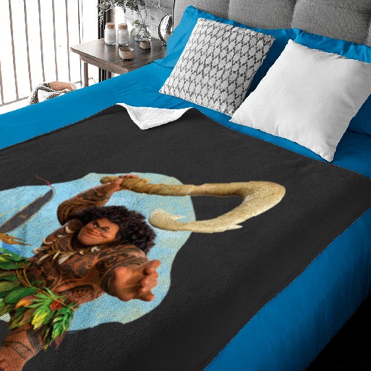 Disney Moana 2 Action Pose “Maui” with Fish Hook Baby Blankets