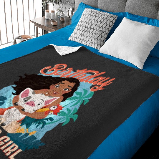 Discover Disney Moana Birthday Island Girl Moana Pua Hei Hei Big Logo Baby Blankets