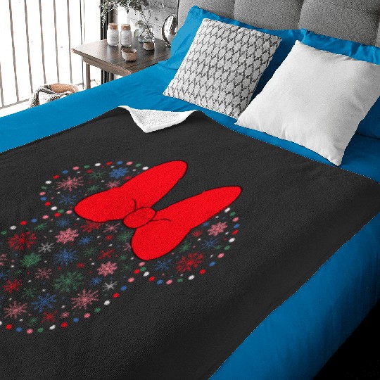 Disney NEW Minnie Icon Christmas Holiday Lights Snowflakes Baby Blankets